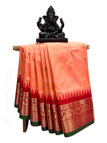 Shilpi Border Light Peach Pure Silk Saree
