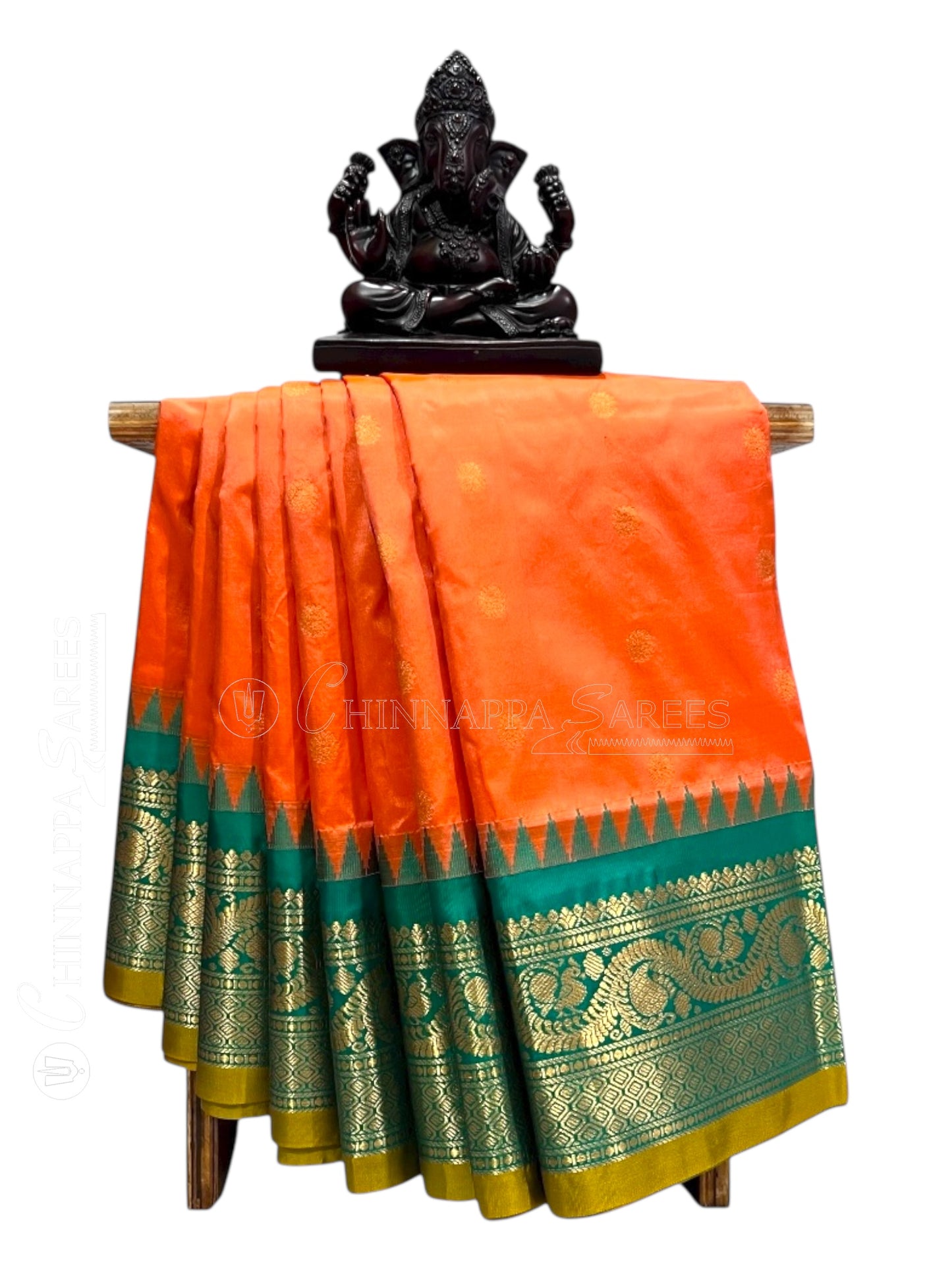 Shilpi Border Orange Pure Silk Saree