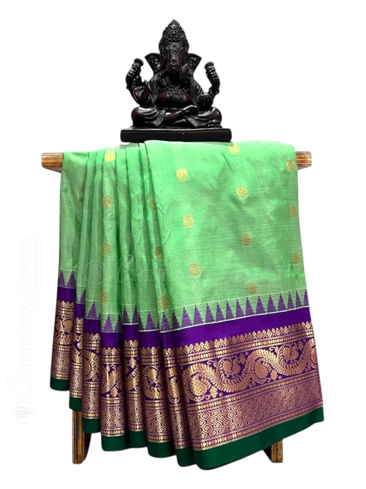 Shilpi Border Light Green Pure Silk Saree