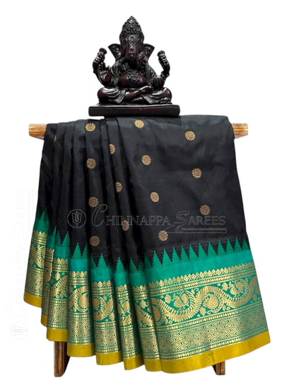 Shilpi Border Black Pure Silk Saree