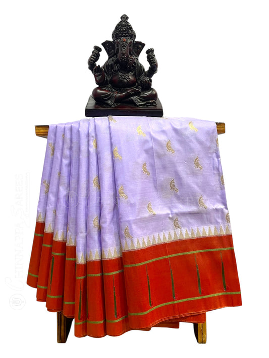 Single Muniya Border Lavender Silk Saree