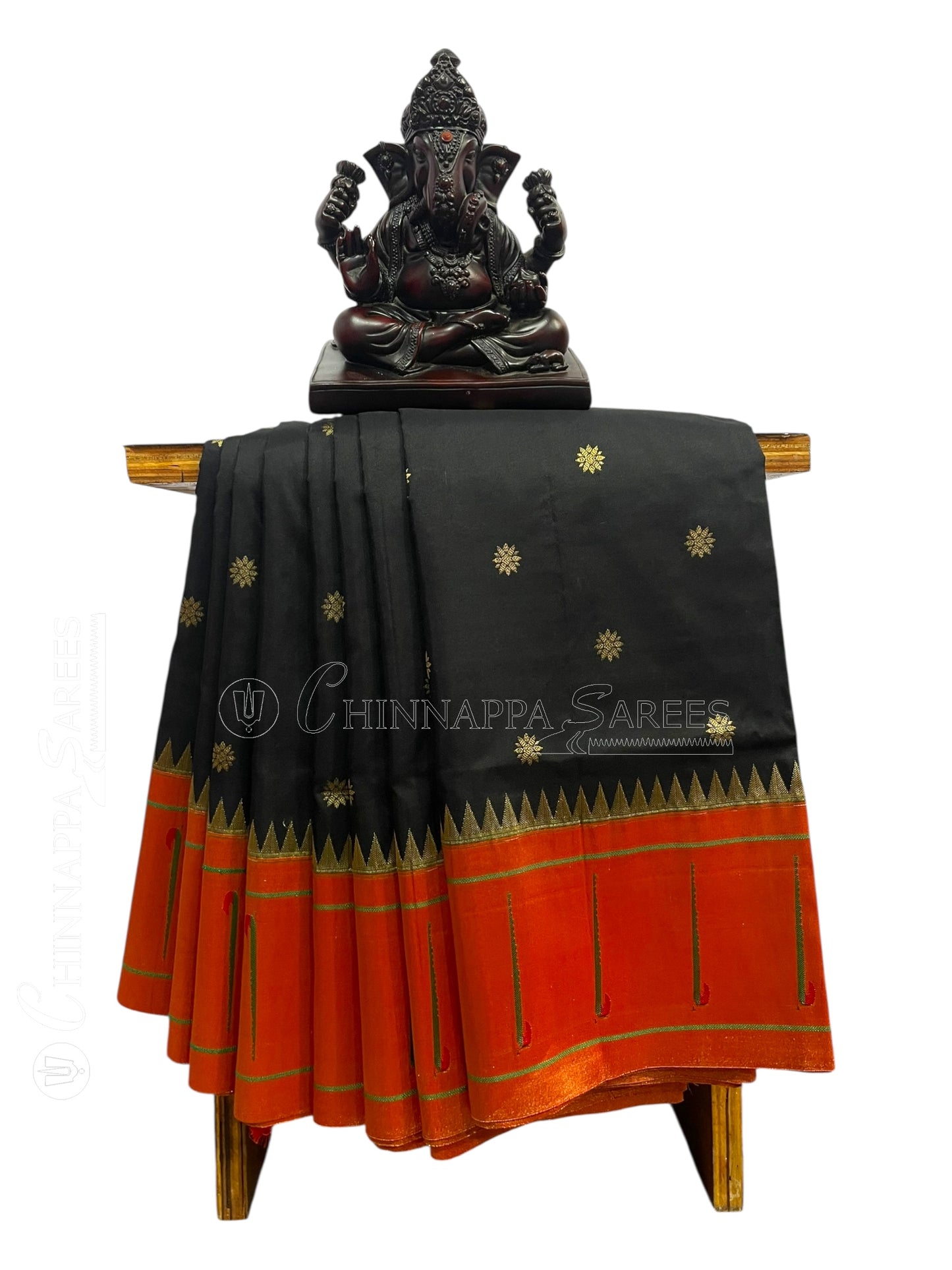 Single Muniya Border Black Silk Saree