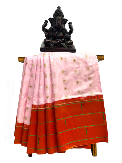 Triple Muniya Border Pink Pure Silk Saree
