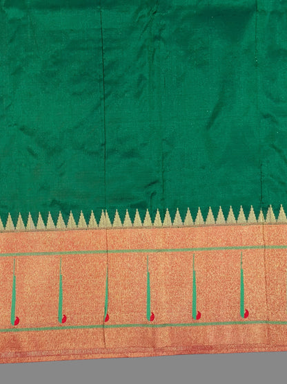 Single Muniya Border Dark Green Silk Saree