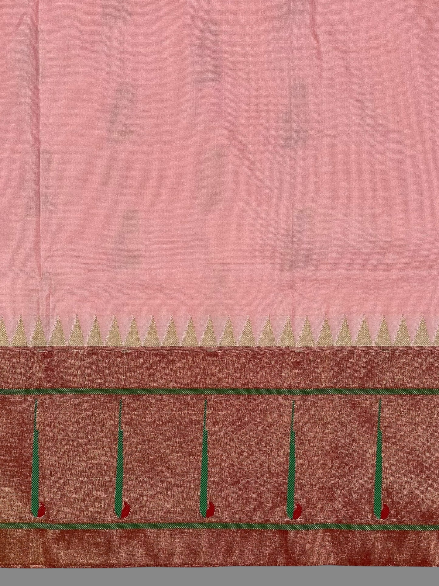 Single Muniya Border Peach Pink Silk Saree