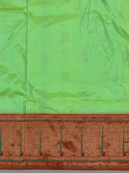 Single Muniya Border Parrot Green Silk Saree