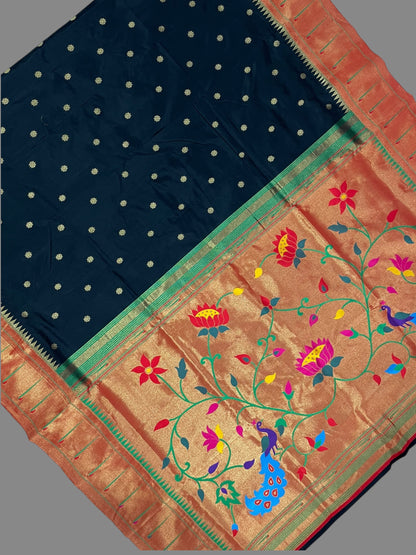 Single Muniya Border Black Silk Saree