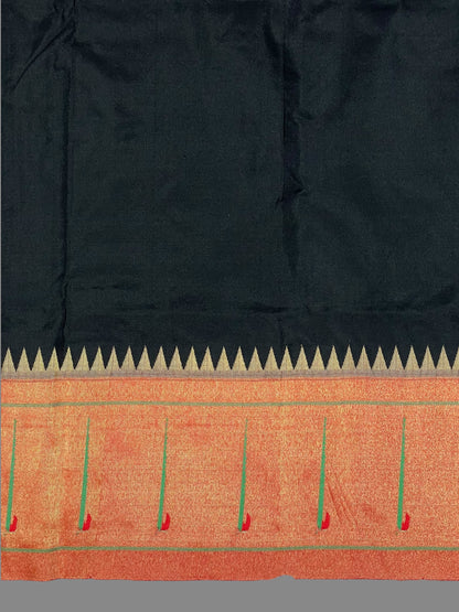 Single Muniya Border Black Silk Saree