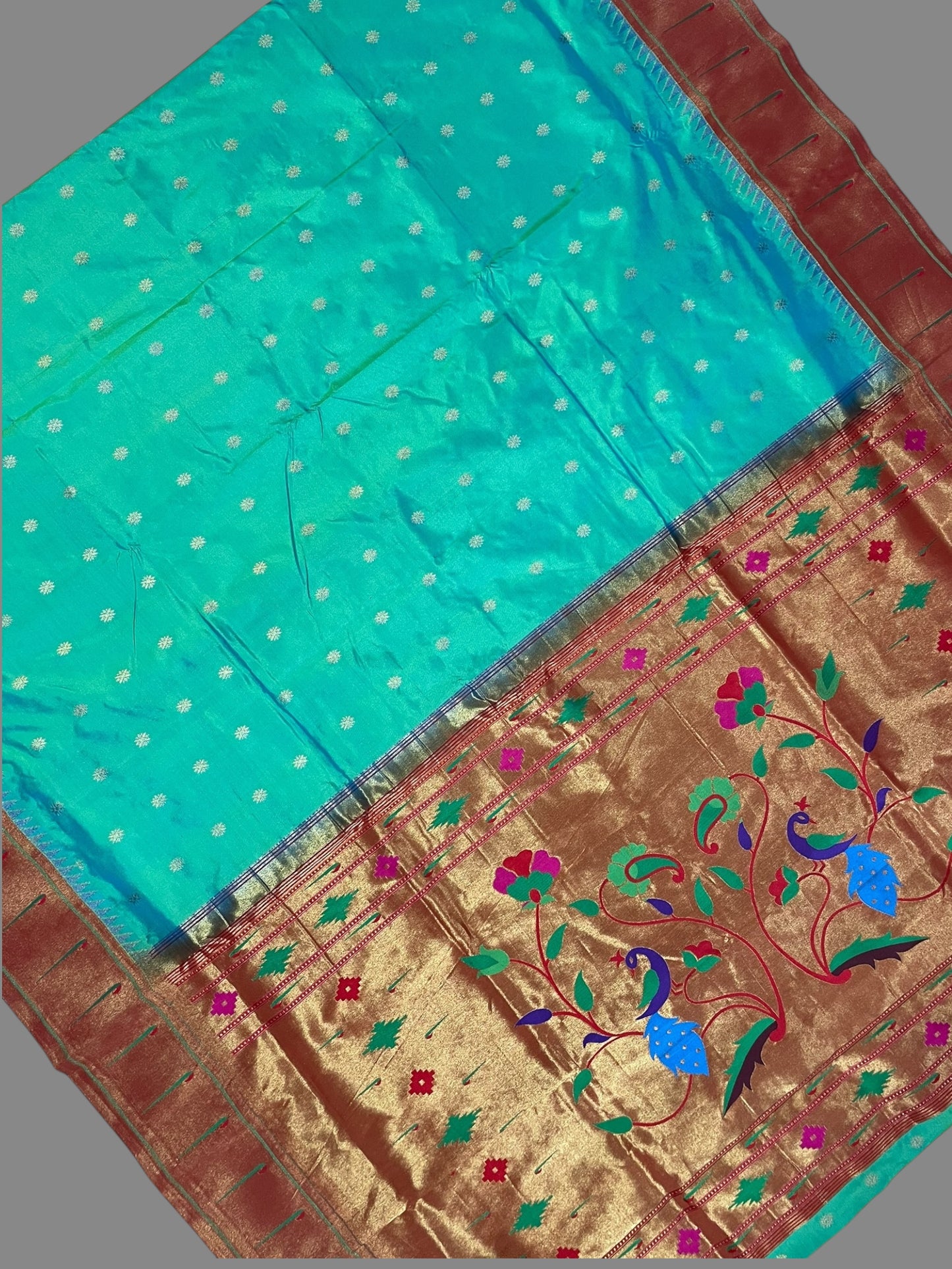 Single Muniya Border Emerald Green Silk Saree