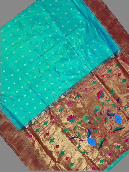 Single Muniya Border Emerald Green Silk Saree