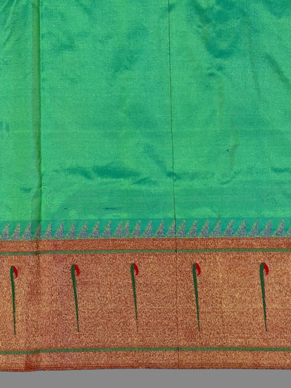 Single Muniya Border Emerald Green Silk Saree