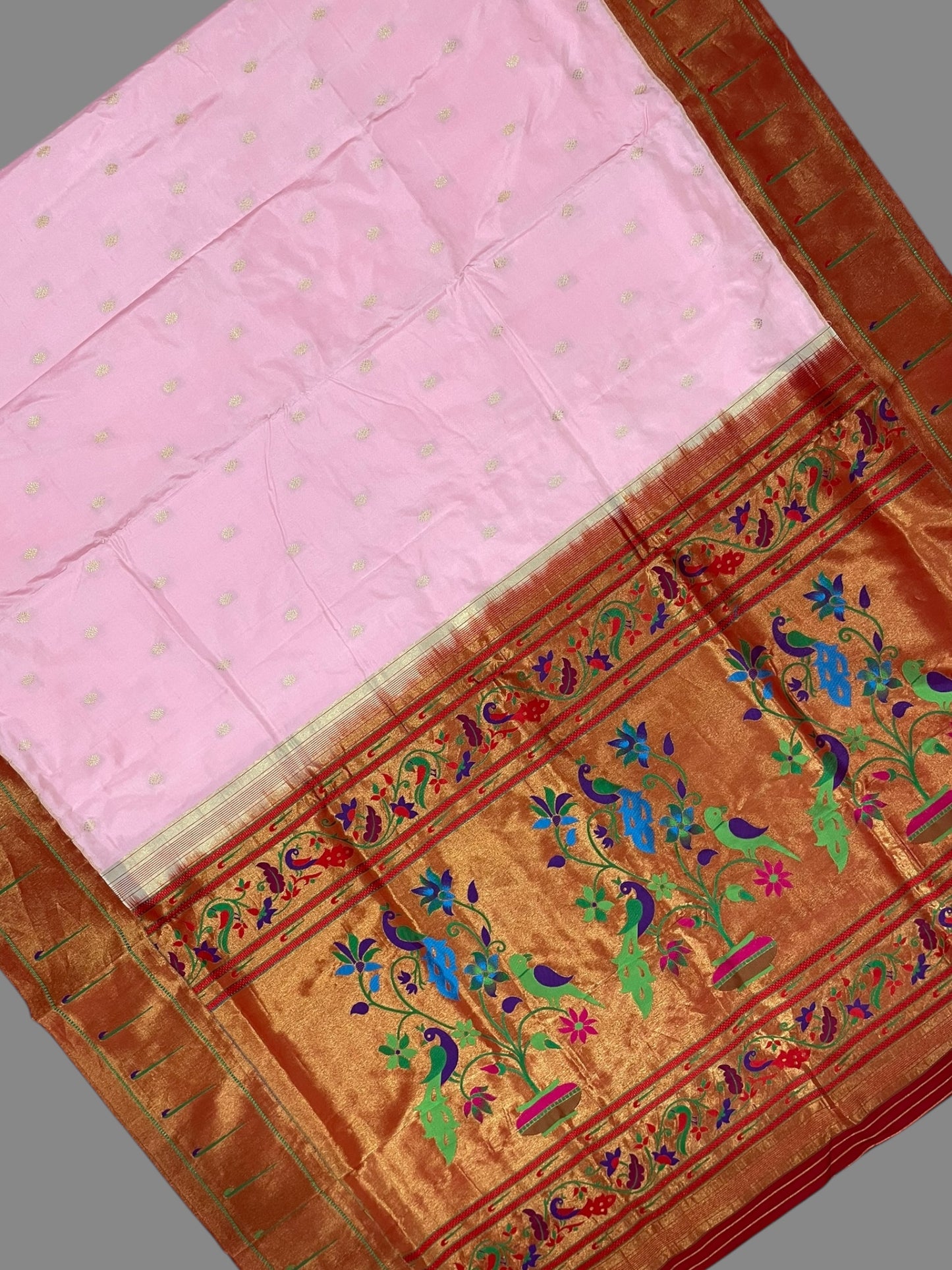 Single Muniya Border Light Pink Silk Saree