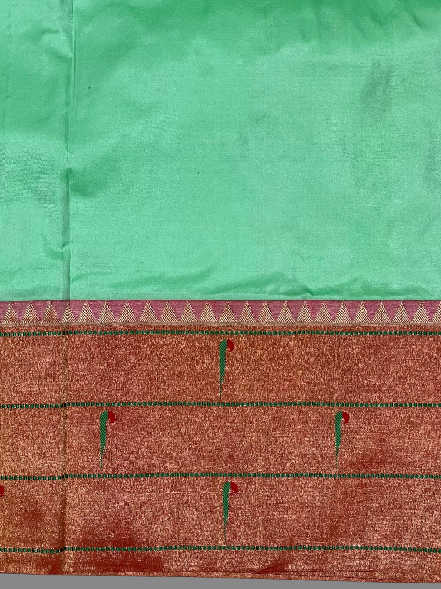 Triple Muniya Border Light Green Pure Silk saree