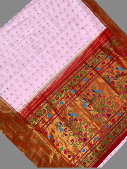 Triple Muniya Border Pink Pure Silk Saree