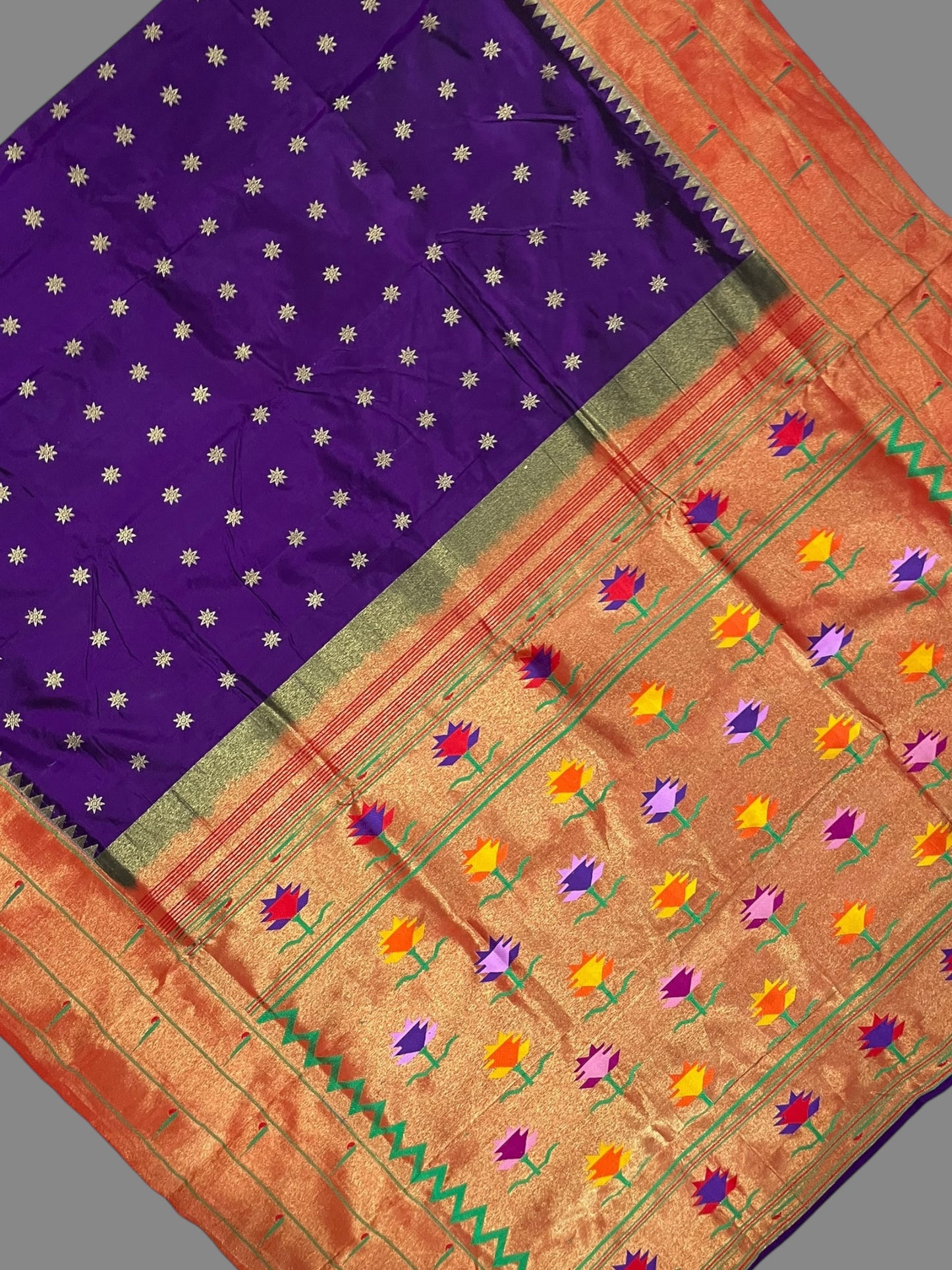 Triple Muniya Border Magenta Pure Silk Saree