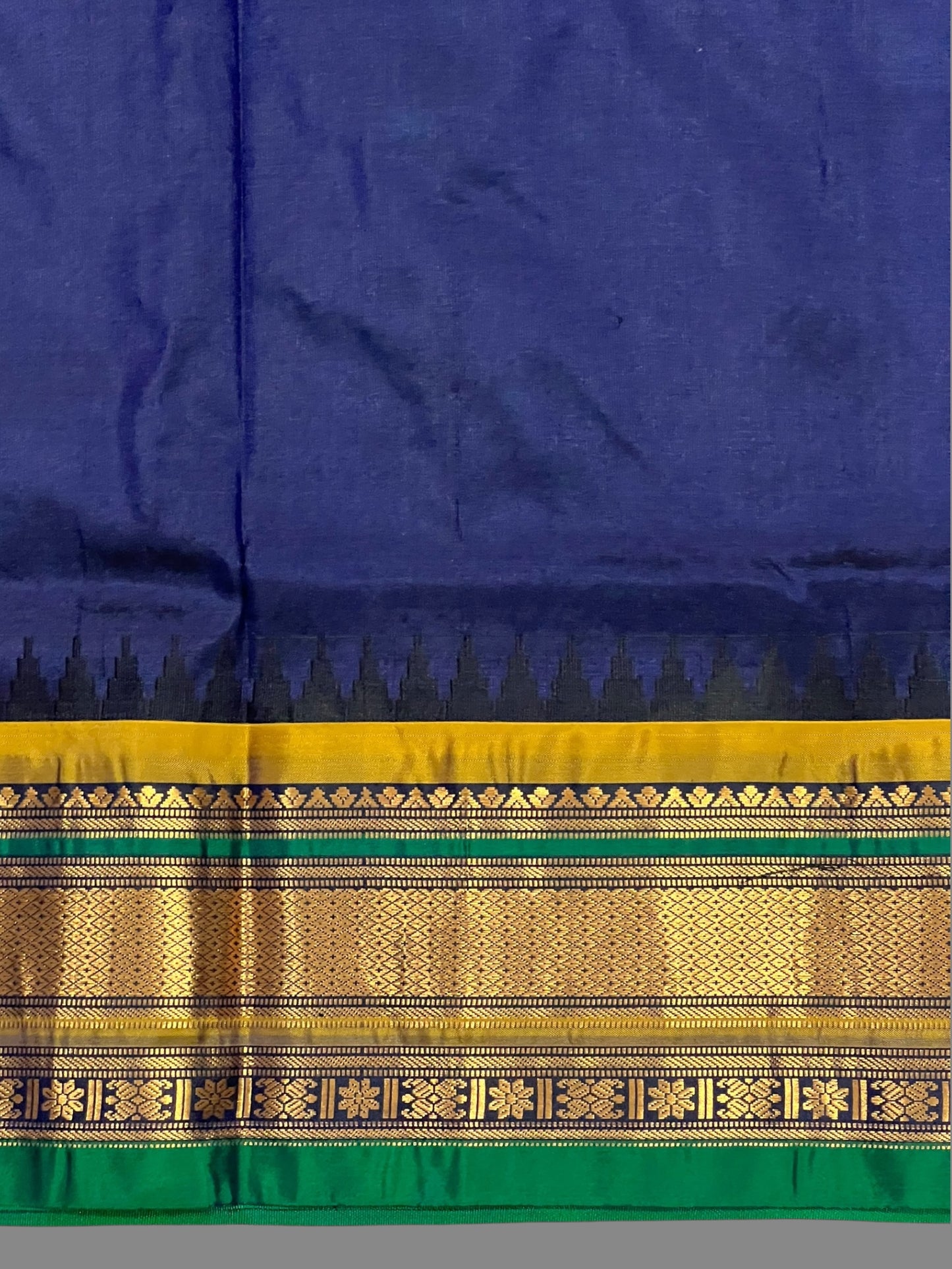 Kanchi Sea Blue Stripes Butta Pure Silk Sarees