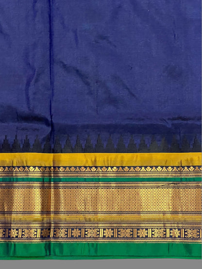 Kanchi Sea Blue Stripes Butta Pure Silk Sarees