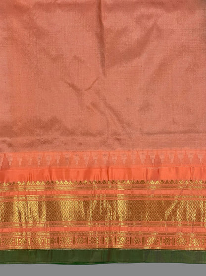 Kanchi Bright Green Stripes Butta Pure Silk Sarees