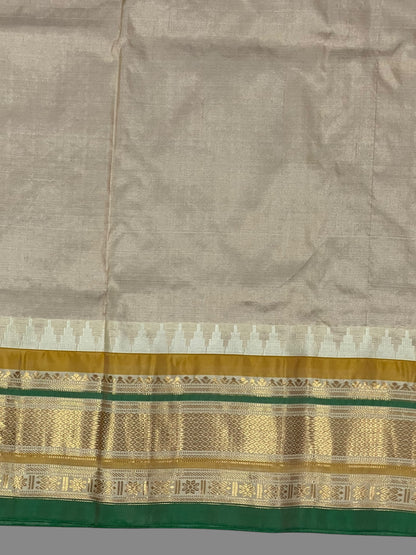 Kanchi  Light Green Stripes Butta Pure Silk Sarees