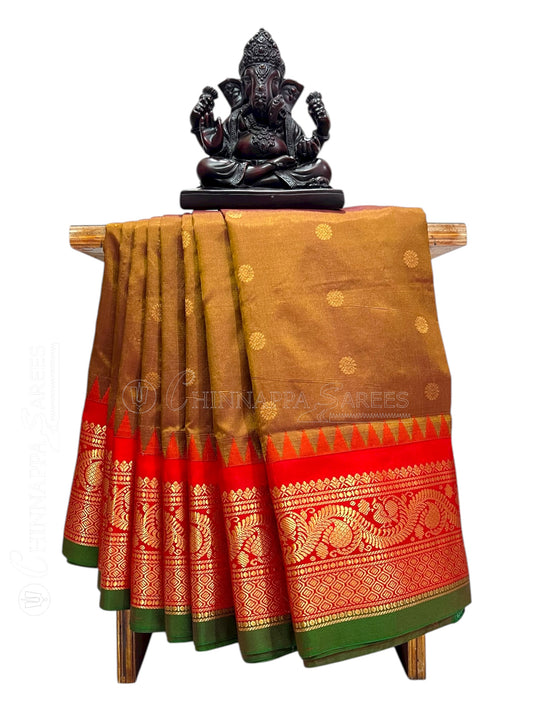 Shilpi  Border Golden Brown Pure Silk Saree