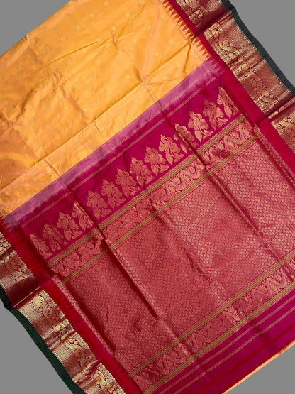 Shilpi  Border Light Orange Pure Silk Saree