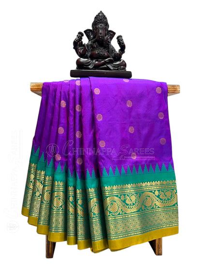 Shilpi  Border Magenta Pure Silk Saree