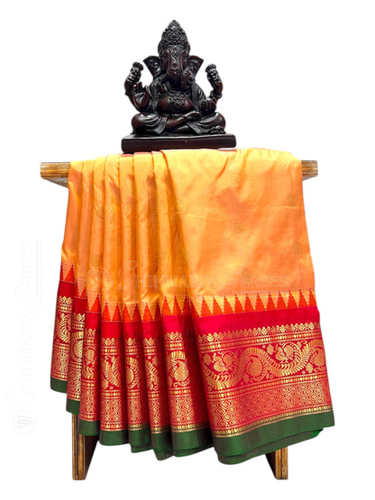 Shilpi  Border Light Orange Pure Silk Saree