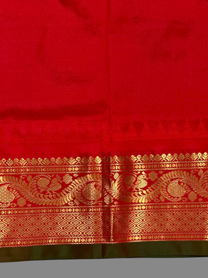 Shilpi  Border Peacock Green Pure Silk Saree