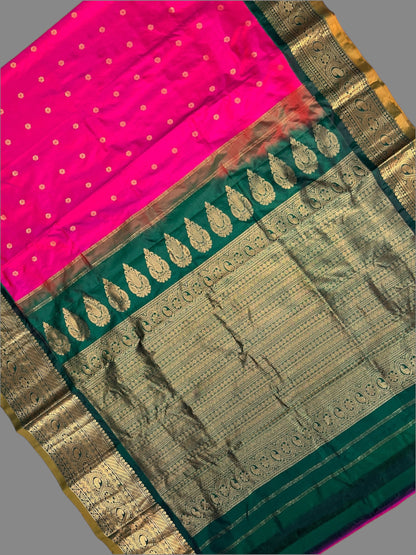 Gadwal Big Border Pink Pure Silk Sarees