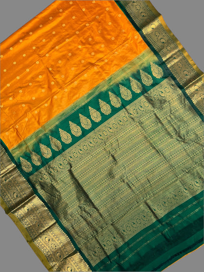 Gadwal Big Border Golden Yellow Pure Silk Sarees