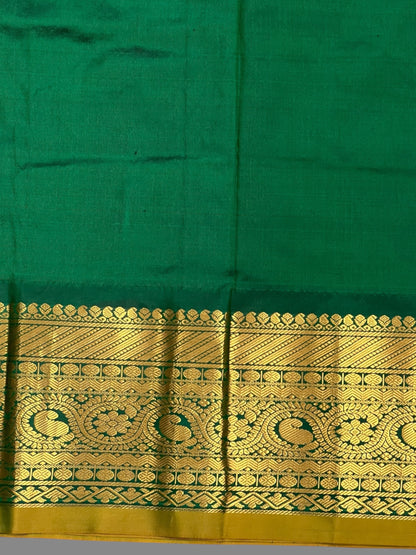 Gadwal Big Border Golden Yellow Pure Silk Sarees