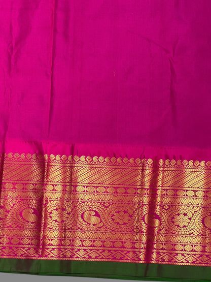 Gadwal Big Border Rama Blue Pure Silk Sarees