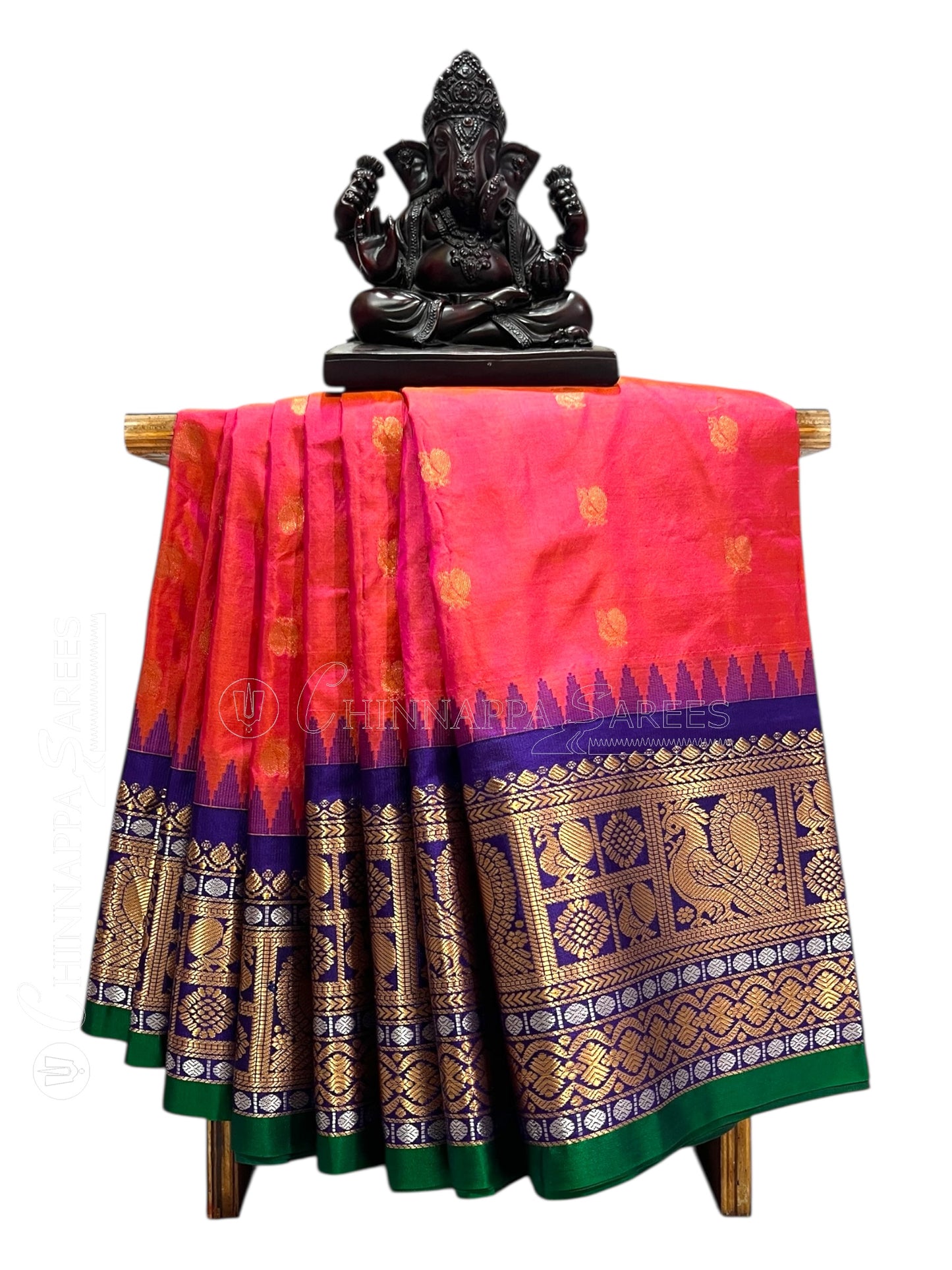 Gadwal Peacock Border Pink Silk Saree