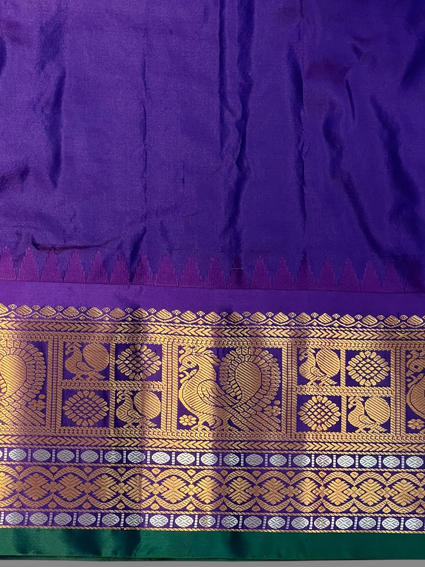 Gadwal Peacock Border Pink Silk Saree