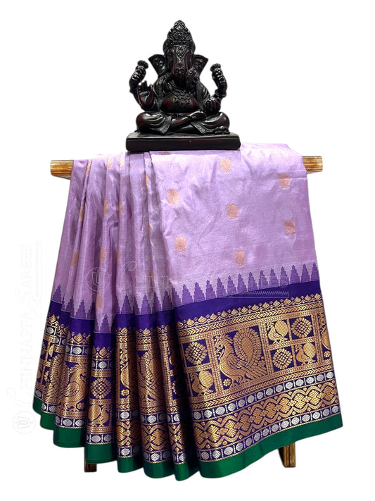 Gadwal Peacock Border Lavender Silk Saree