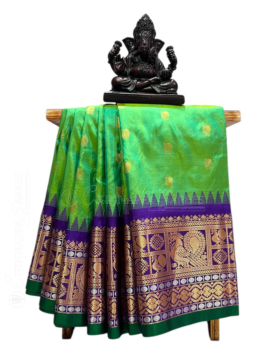 Gadwal Peacock Border Green Silk Saree