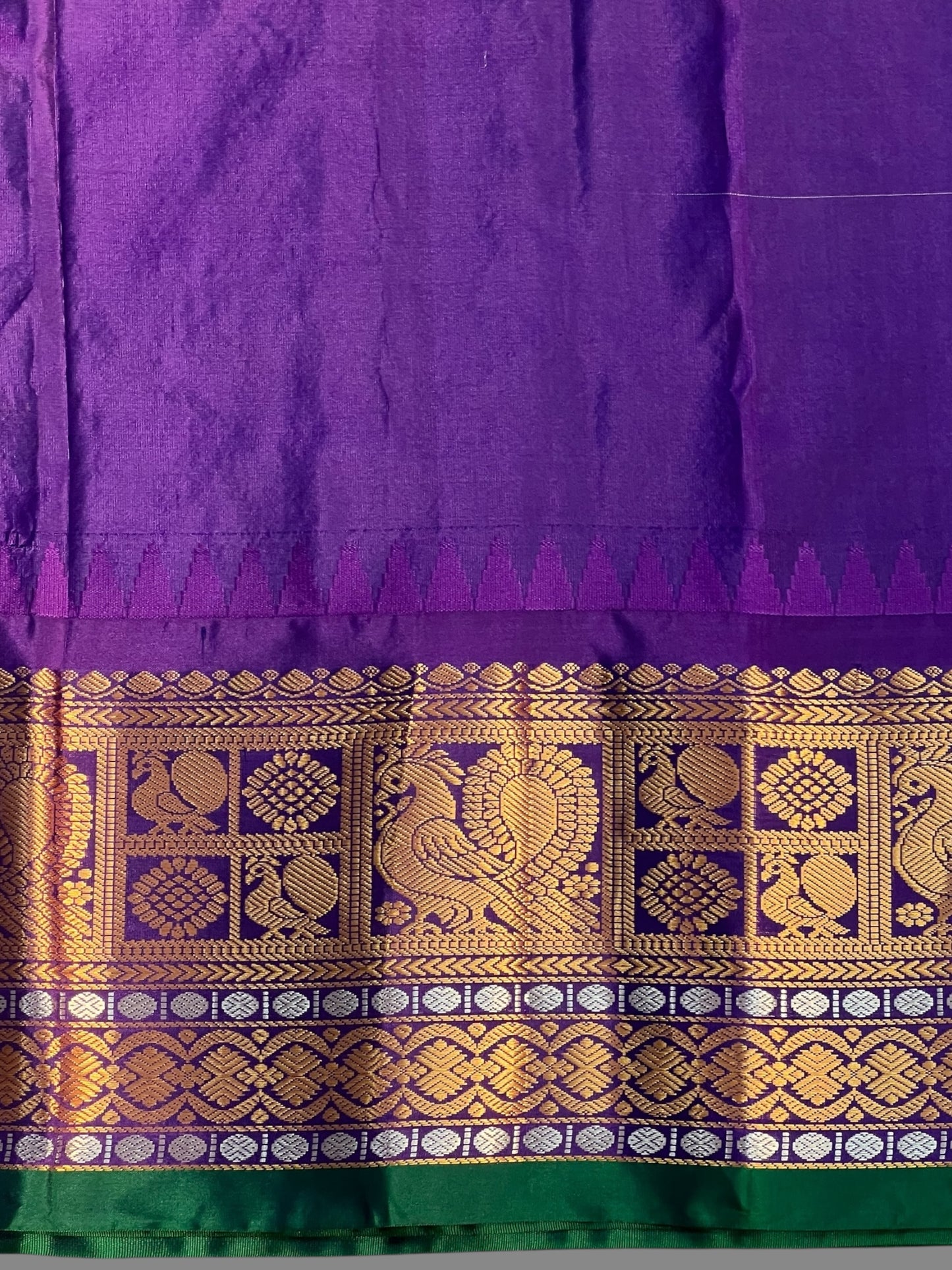 Gadwal Peacock Border Mint Green Silk Saree