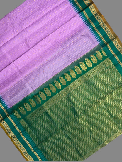 Gap Border Checks Lavender Pure Silk Saree