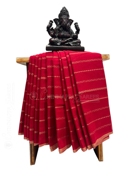Narayanpet Red Cotton Sarees CS496