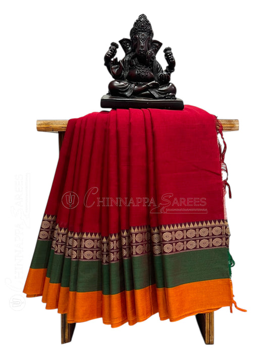Narayanpet Red Cotton Sarees CS503