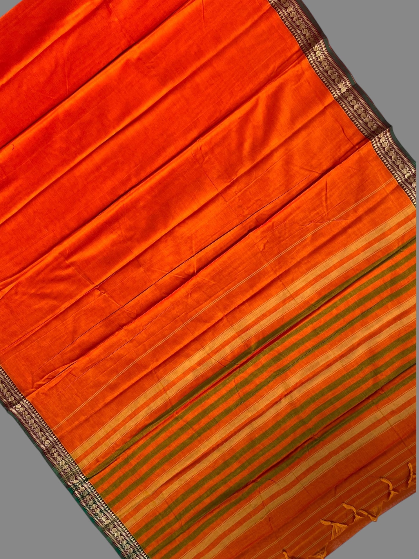 Narayanpet Orange Cotton Sarees CS509
