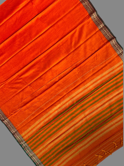Narayanpet Orange Cotton Sarees CS509