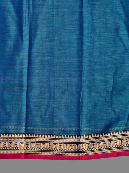 Narayanpet Ananda Blue Cotton Sarees CS501