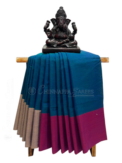 Narayanpet Ananda Blue Cotton Saree CS461