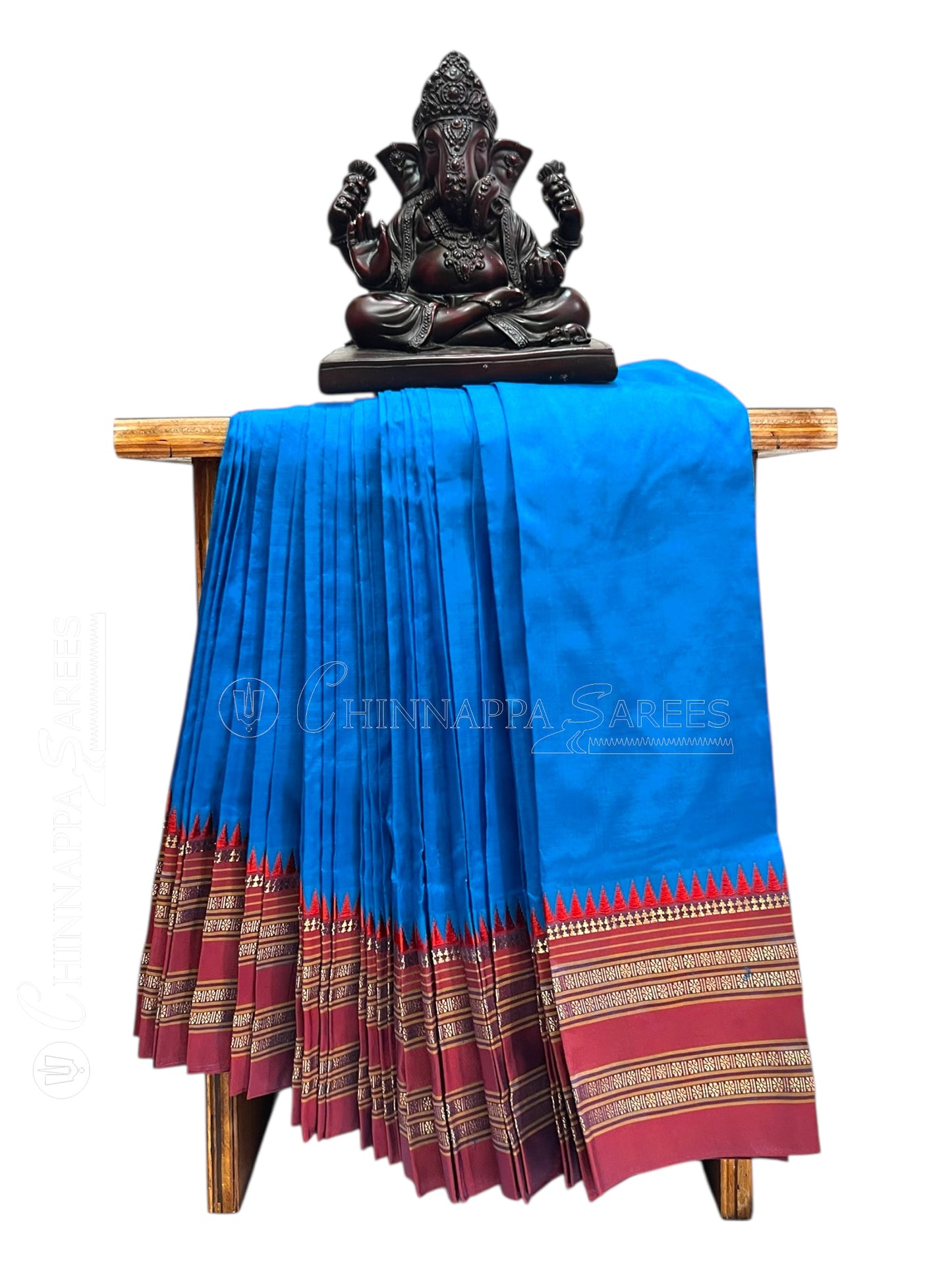 Narayanpet Plain Blue Pure Silk Saree