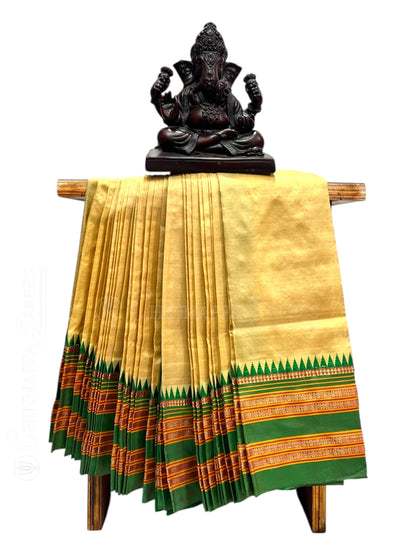 Narayanpet Plain Cream Pure Silk Saree