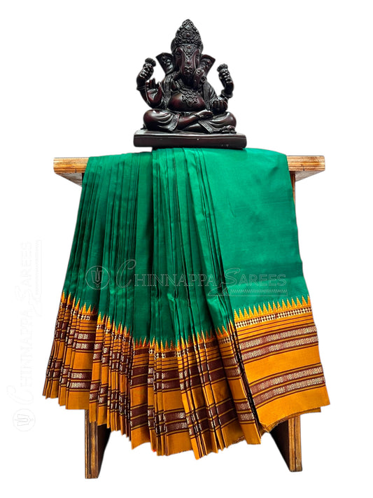 Narayanpet Plain Green Pure Silk Saree