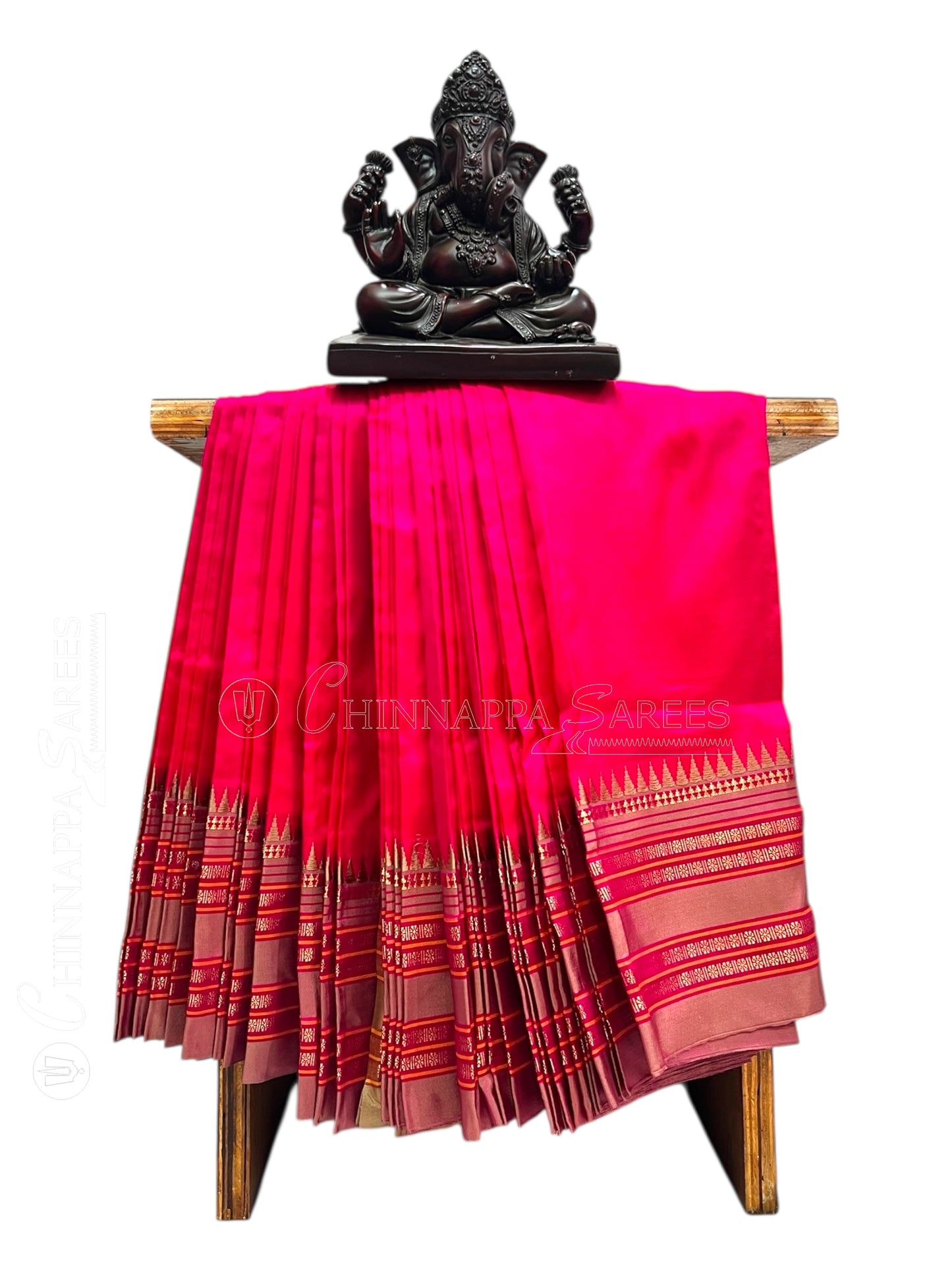 Narayanpet Plain Pink  Pure Silk Saree