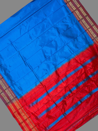 Narayanpet Plain Blue Pure Silk Saree