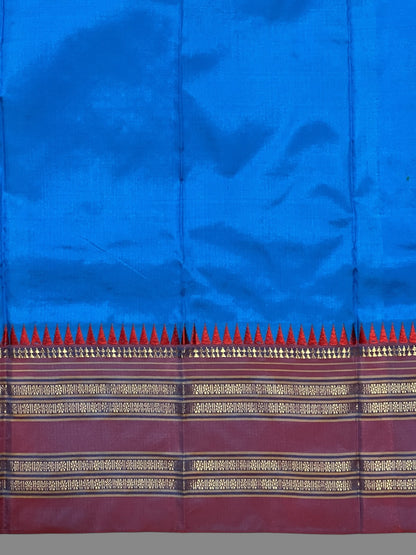 Narayanpet Plain Blue Pure Silk Saree
